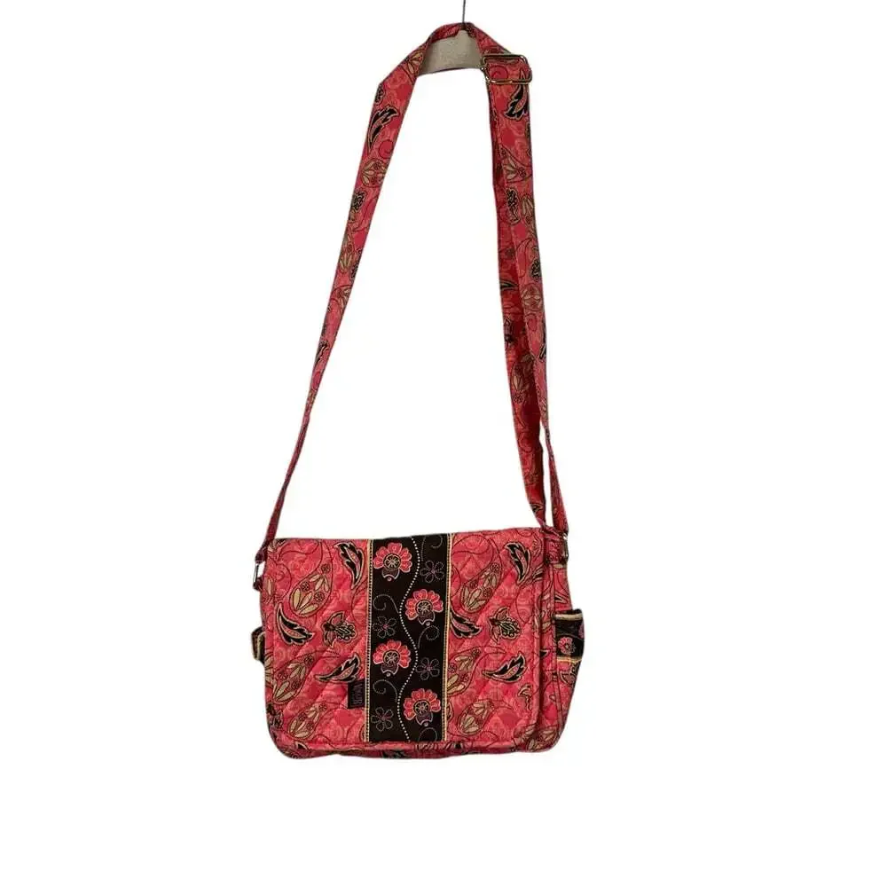 MaggiB Coral Floral Quilted Crossbody Shoulder Bag Purse